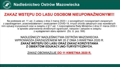 Ostrów Mazowiecka - Od 3 kwietnia br. co najmniej do 11 kwietnia br. włącznie ob