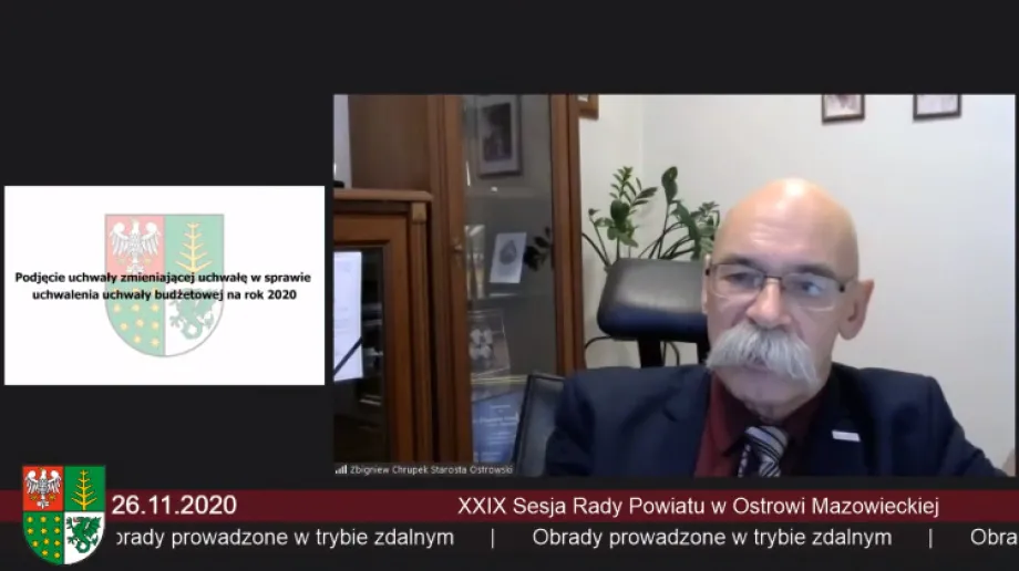 fot. Kadr z transmisji YouTube / Starostwo Powiatowe w Ostrowi Mazowieckiej