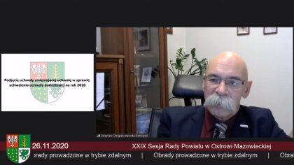 Ostrów Mazowiecka - W środę 26 listopada, w trybie zdalnym, odbyła się XXIX Sesj