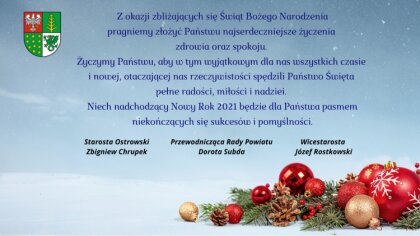 Ostrów Mazowiecka - Z okazji zbliżających się Świąt Bożego Narodzeniapragniemy z