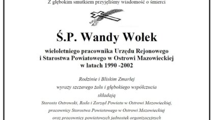 Ostrów Mazowiecka - Zmarła Wanda Wołek, wieloletni urzędnik Urzędnika Rejonowego