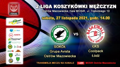 Ostrów Mazowiecka - W sobotę o godz. 14.00 koszykarze Sokoła Grupa Avista podejm