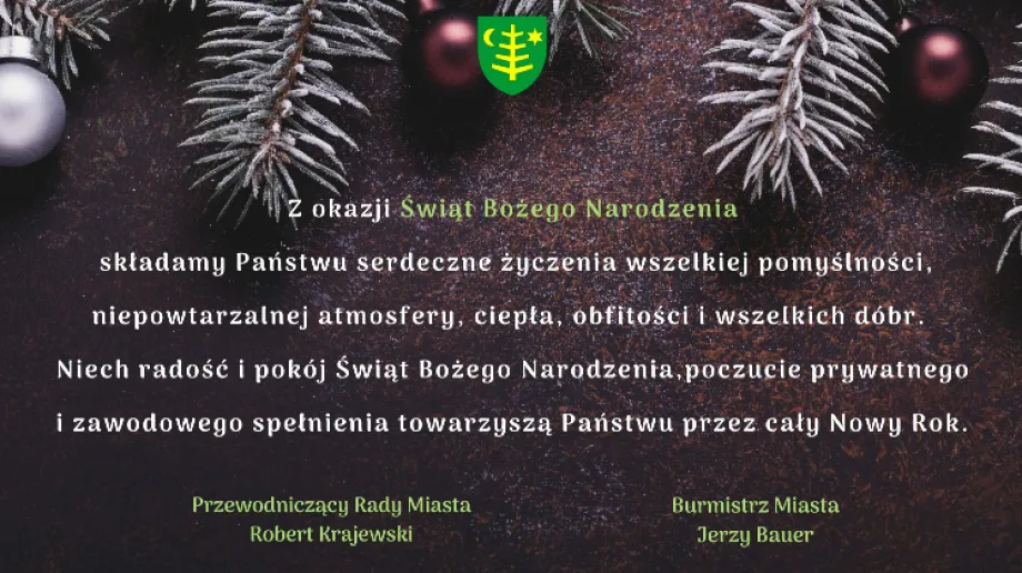 Z okazji nadchodzących Świąt Bożego Narodzenia składamy Państwu serdeczne życzenia wszelkiej pomyślności, niepowtarzalnej atmosfery, ciep?