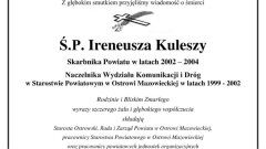 Ostrów Mazowiecka - Zmarł Ireneusz Kulesza, Skarbnik Powiatu w latach 