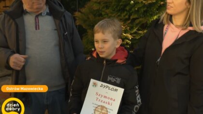 Ostrów Mazowiecka - 9-letni Szymon w trakcie swoich ferii zimowych z zimną krwią