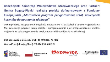 Ostrów Mazowiecka - Gmina Boguty-Pianki realizuje projekt, którego celem jest po