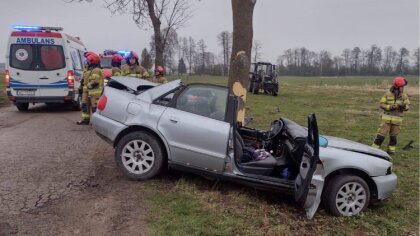 Ostrów Mazowiecka - Do zdarzenia drogowego doszło dziś wczesnym rankiem w Gołębi