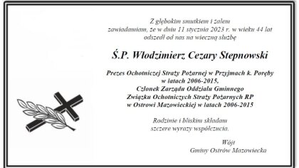 Ostrów Mazowiecka - Urząd Gminy Ostrów Mazowiecka z wielkim smutkiem poinformowa