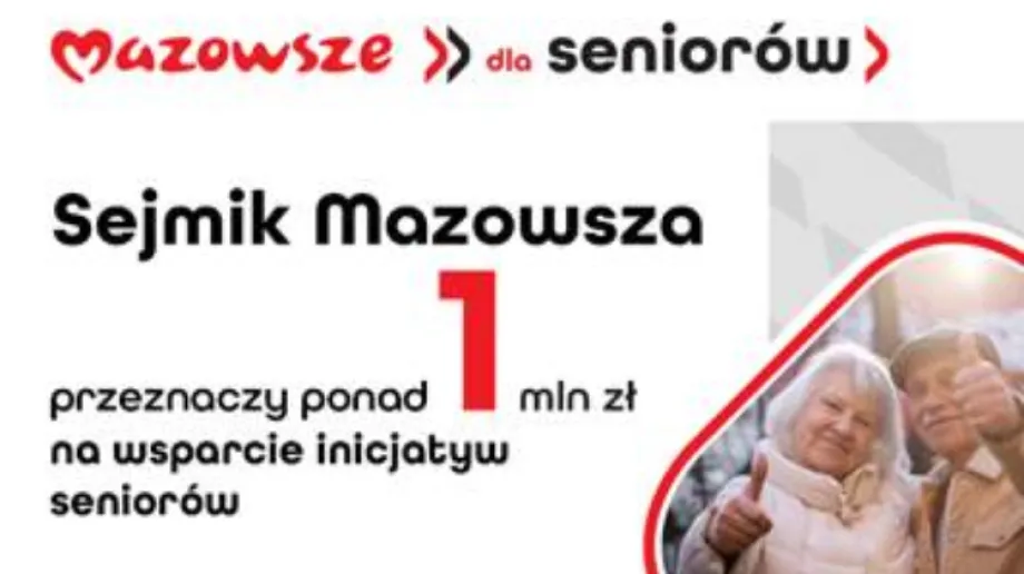 Sejmik Mazowsza przeznaczy ponad 1 mln złotych na wsparcie inicjatyw seniorów. Seniorzy będą mogli pozyskać pieniądze na m.in. zakup potrzebn