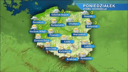 Ostrów Mazowiecka - Meteorolodzy prognozują na poniedziałek zachmurzenie duże z 
