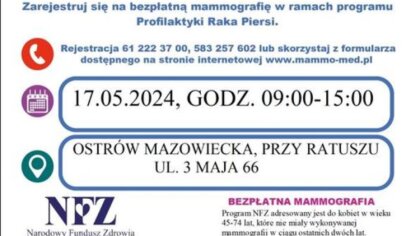 Ostrów Mazowiecka - Narodowy Fundusz Zdrowia w ramach Profilaktyki Raka Piersi z