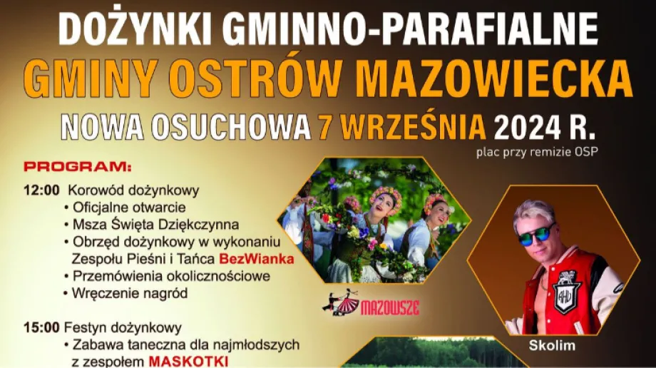 Dożynki, zwane także Świętem Plonów to wyjątkowa uroczystość o wieloletniej tradycji. Tegoroczne dożynki Gminno-Parafialne Gminy Ostrów M