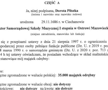 Ostrów Mazowiecka - W oficjalnym oświadczeniu majątkowym, które za ubiegły rok z