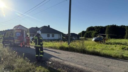 Ostrów Mazowiecka - Uraz nogi i śmigłowiec Lotnicze Pogotowie Ratunkowe nad Brok