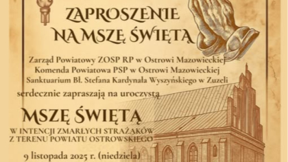Ostrów Mazowiecka - 9 listopada 2025 roku o godzinie 11:00 w Sanktuarium Bł. Ste
