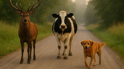 Ostrów Mazowiecka - Obecność leśnych, domowych czy gospodarskich zwierząt na dro