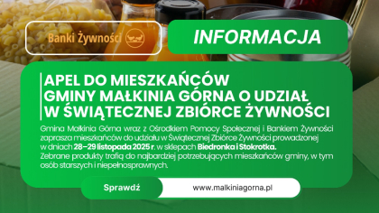 Ostrów Mazowiecka - Urząd Gminy w Małkini Górnej apeluje do mieszkańców o udział