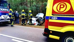 Wypadek w Bogutach-Piankach. Jedna osoba poszkodowana (zdjęcia)