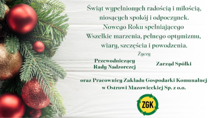 Ostrów Mazowiecka - Świąt wypełnionych radością i miłością, niosących spokój i o