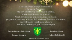 Życzenia świąteczne i noworoczne władz Miasta Ostrów Mazowiecka
