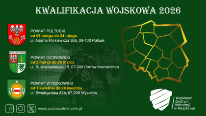 Ostrów Mazowiecka - W tym roku kwalifikacja wojskowa obejmie rekordową liczbę os