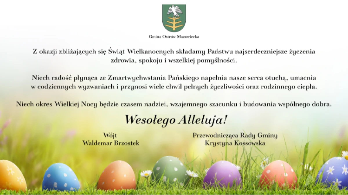 Z okazji zbliżających się Świąt Wielkanocnych składamy Państwu najserdeczniejsze życzenia zdrowia, spokoju i wszelkiej pomyślności.
[fot