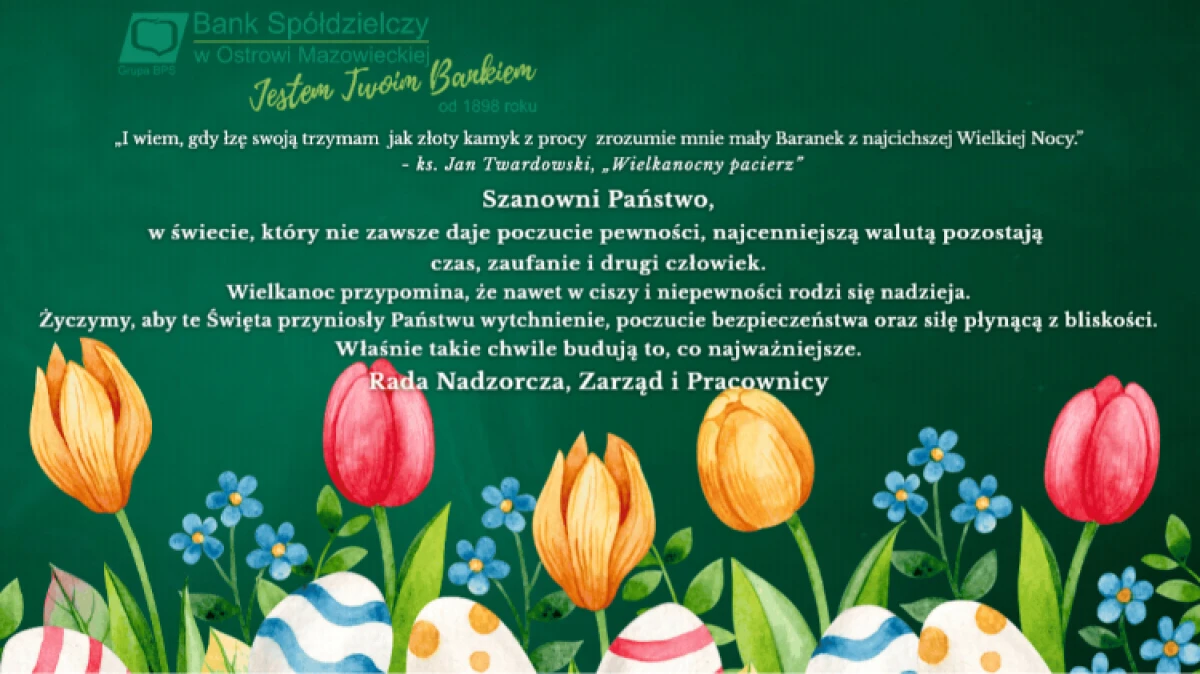 Wesołego Alleluja, "I wiem, gdy łzę swoją trzymam jak złoty kamyk z procy zrozumie mnie mały Baranek z najcichszej Wielkiej Nocy." - ks. Jan