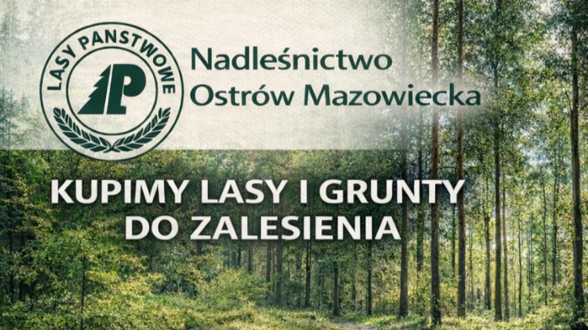 Nadleśnictwo Ostrów Mazowiecka informuje, że jest zainteresowane zakupem lasów lub gruntów przeznaczonych do zalesienia.
[foto]47550[/foto]
