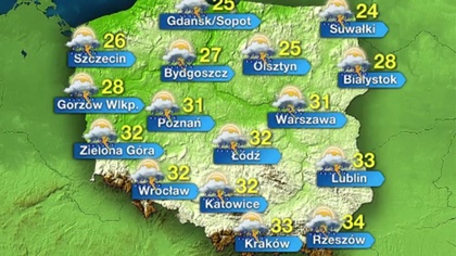 Ostrów Mazowiecka - W środę do Polski napłynie upalne i wilgotne powietrze. Na t
